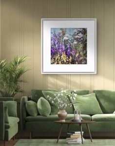 Soft Days print (60x60cm) in an office setting