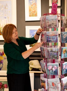 Karen with greeting cards