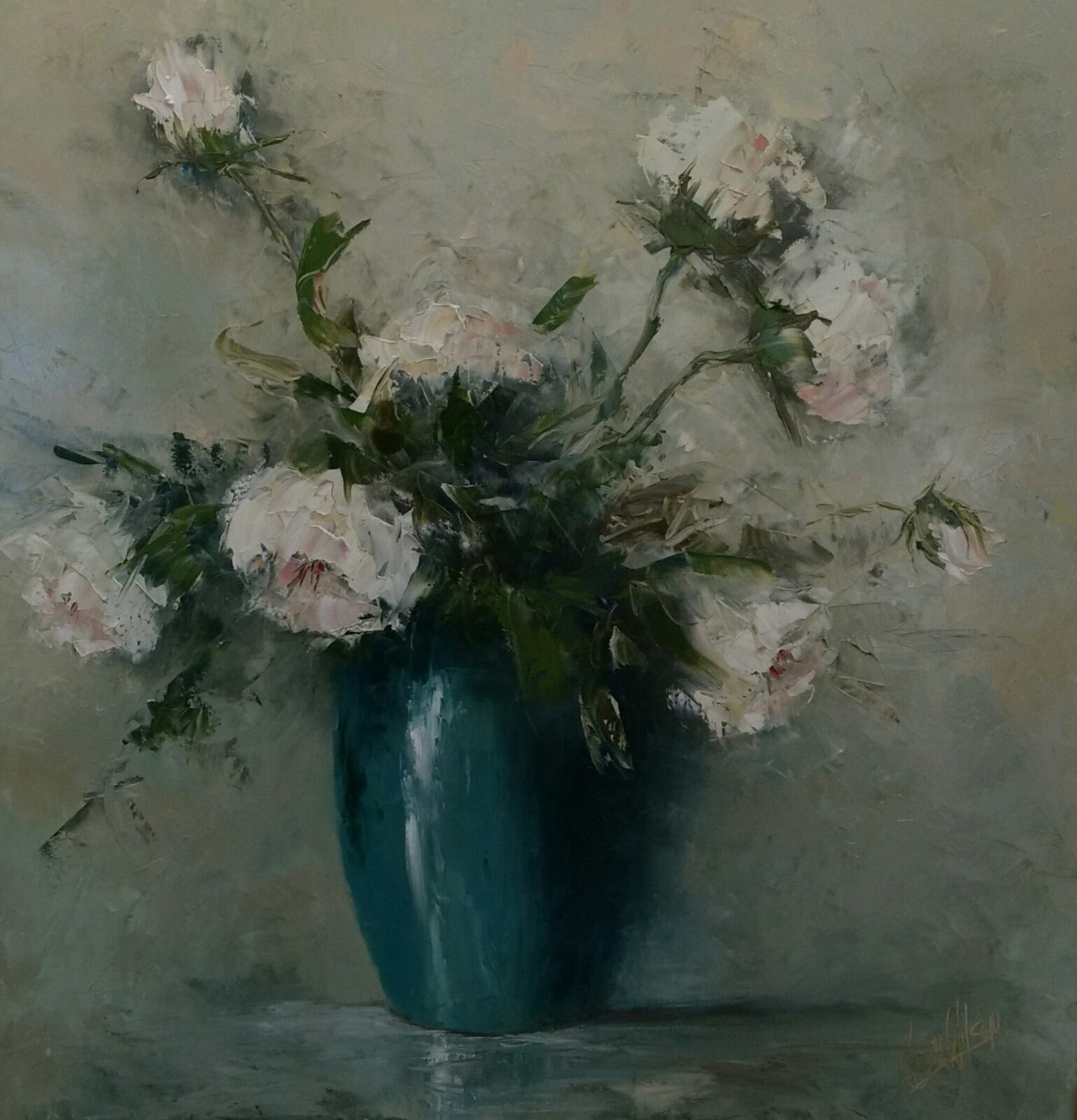 white rose oil on canvas