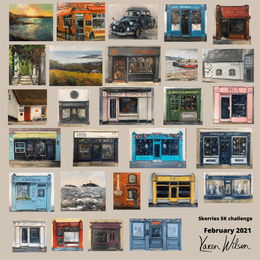 colage of my February 2021 paintings