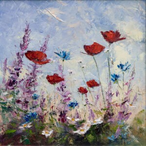 oil painting of an Irish meadow painted by award winning Irish artist Karen Wilson