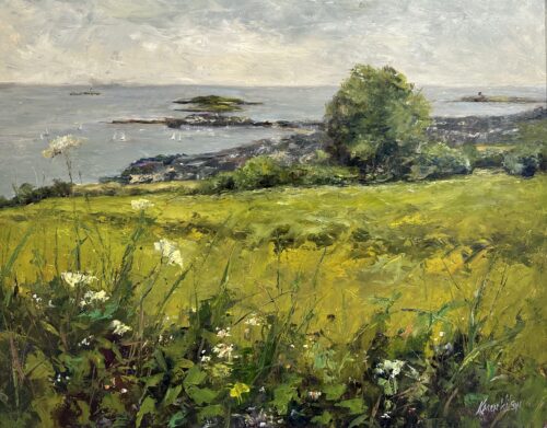 oil painting with the view from the carpark at Ardgillan Castle
