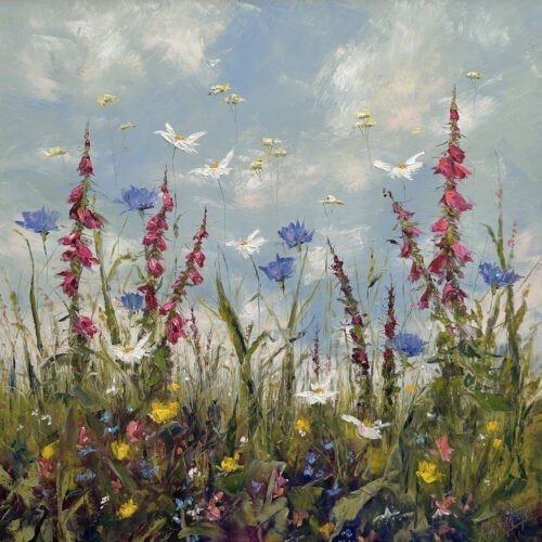 original painting by Irish artist Karen Wilson of wildflowers