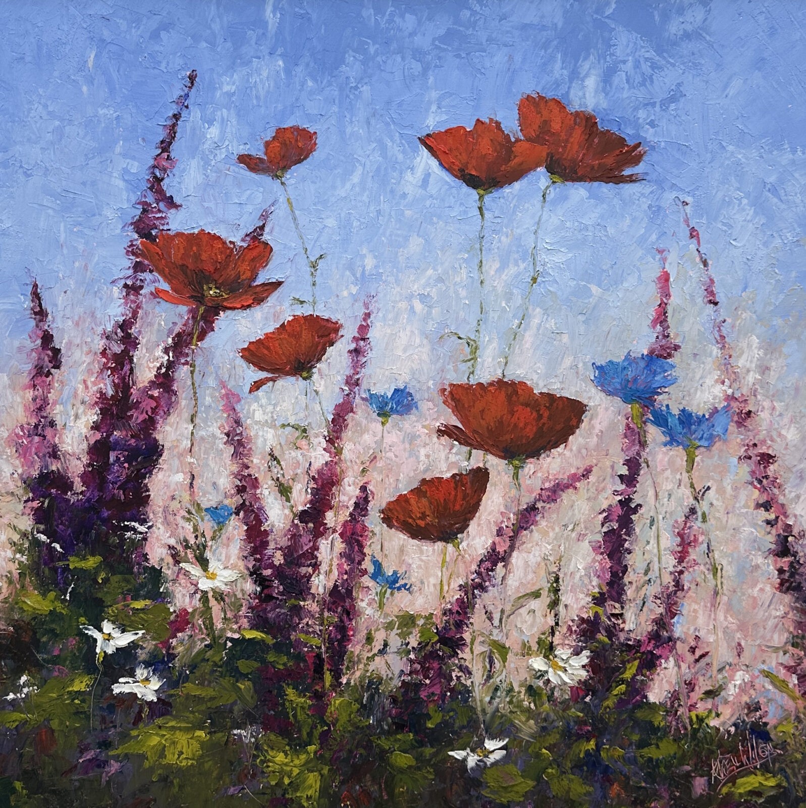 original painting by Irish artist Karen Wilson of wildflowers