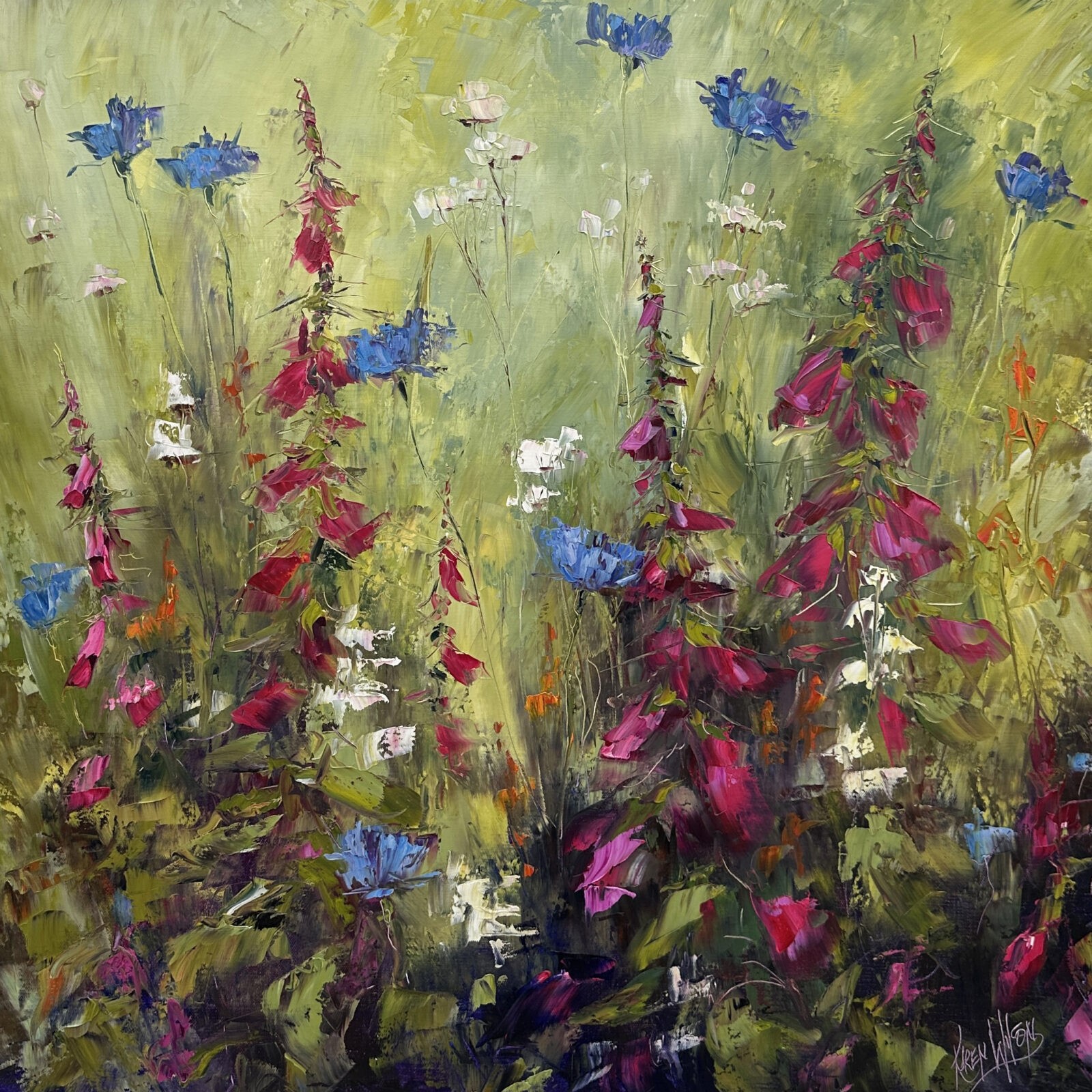 original painting by Irish artist Karen Wilson of wildflowers