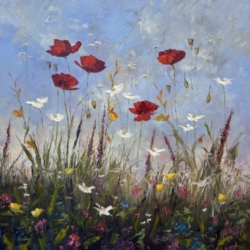 original painting by Irish artist Karen Wilson of wildflowers