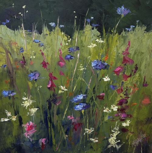 original painting by Irish artist Karen Wilson of wildflowers