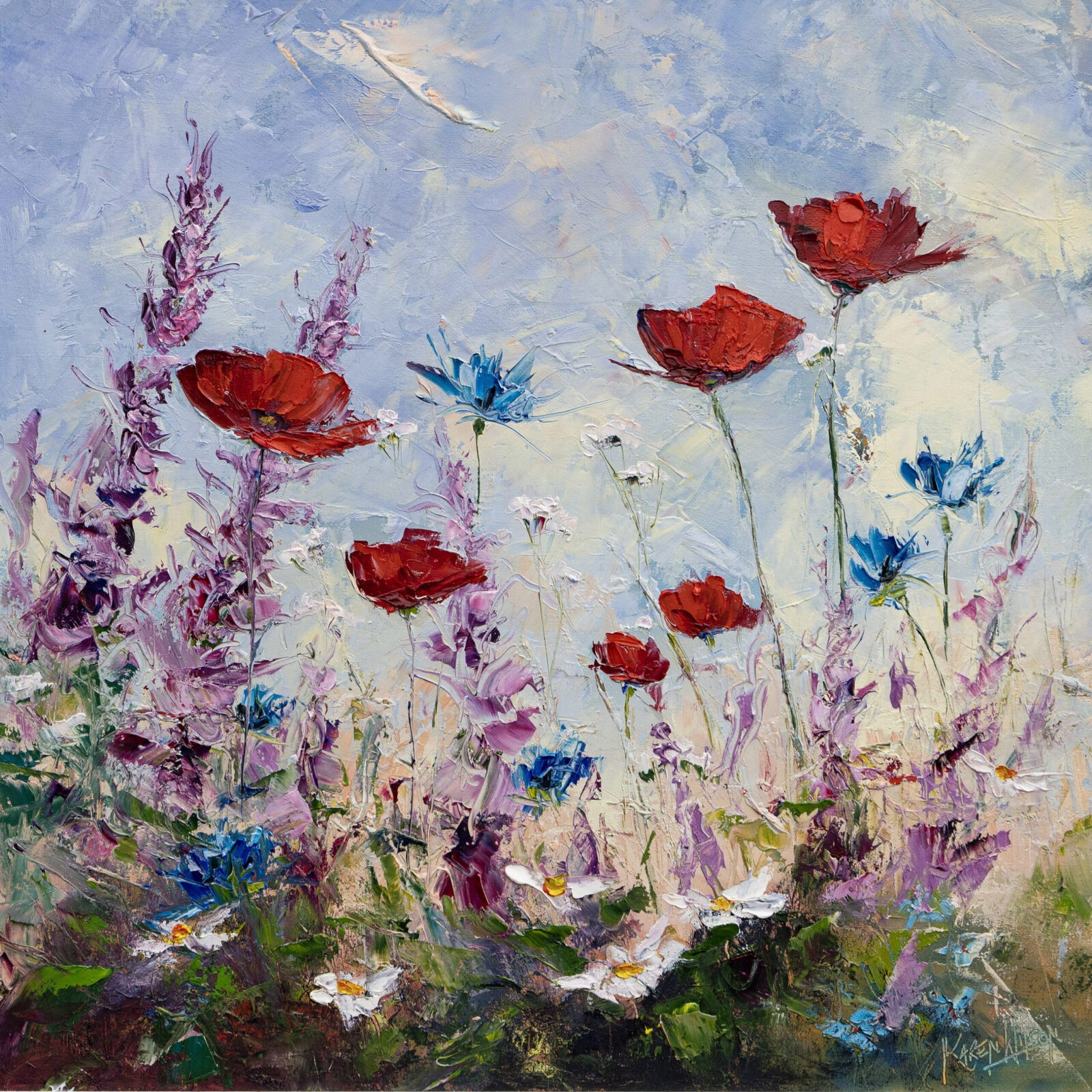 feed the bees limited edition print of poppies in a field