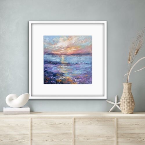 setting sun print in room setting