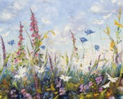 abundance print from an original painting of foxgloves and cornflowers