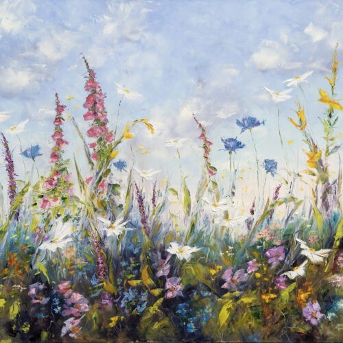 abundance print from an original painting of foxgloves and cornflowers