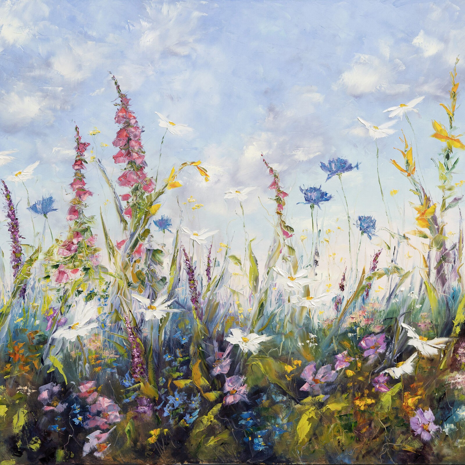 abundance print from an original painting of foxgloves and cornflowers