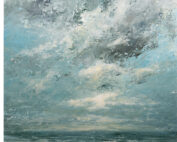 A painting of an horizon with cloudy sky