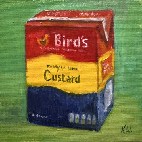 birds custard carton oil painting