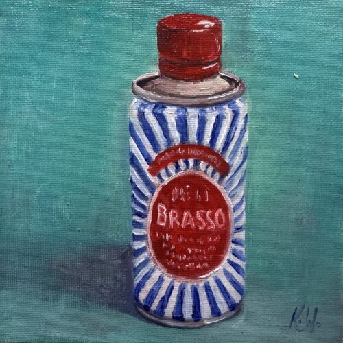 brasso silver polish jar oil painting