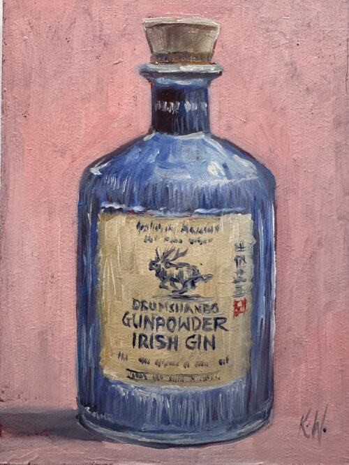 Drumshambo Gin bottle oil painting