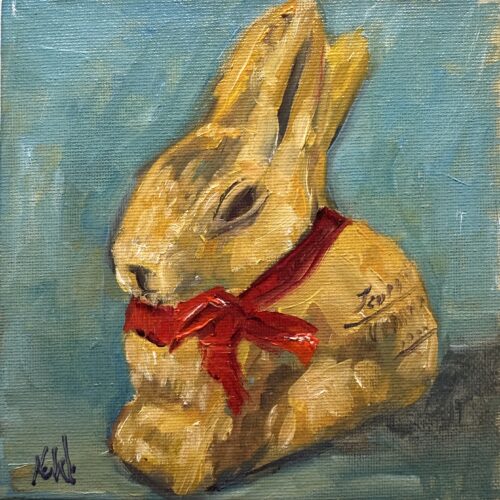 Lindt bunny oil painting