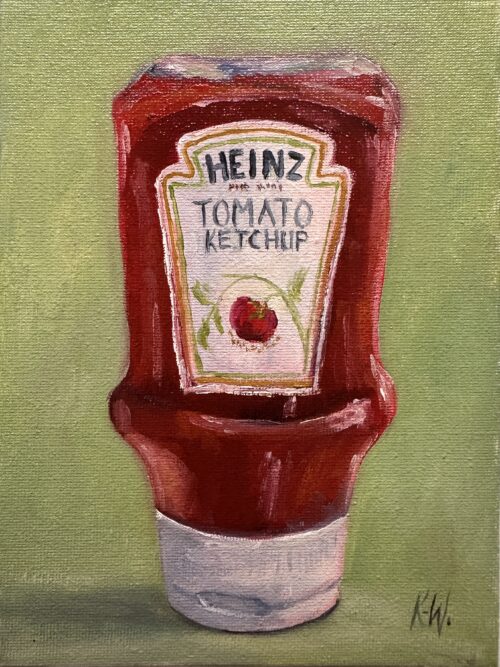 oil painting of a jar of Heinz tomato ketchup