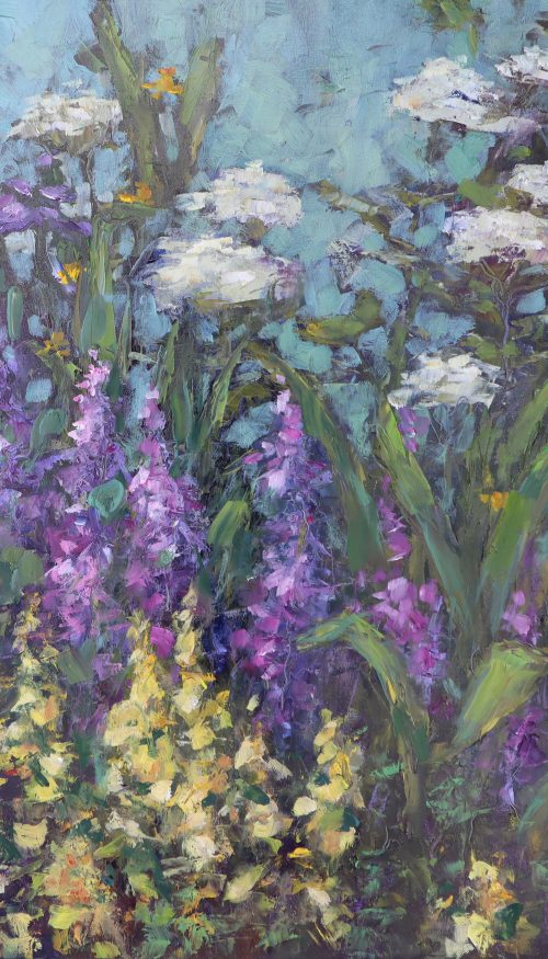 print of malahide castle garden long