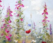 foxgloves and poppies meadow print