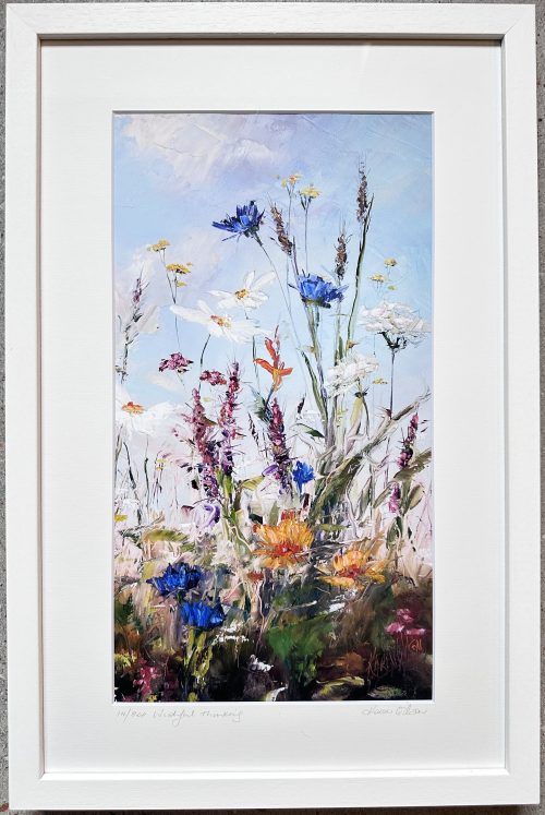 Wishful Thinking long print of wildflower meadow with cornflowers and daisies