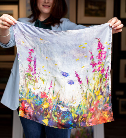 Floral Flurry 50-x-50-cm silk scarf
