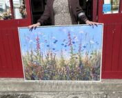 field of dreams wildflower meadow canvas print displayed outside karen wilson art gallery in skerries mills