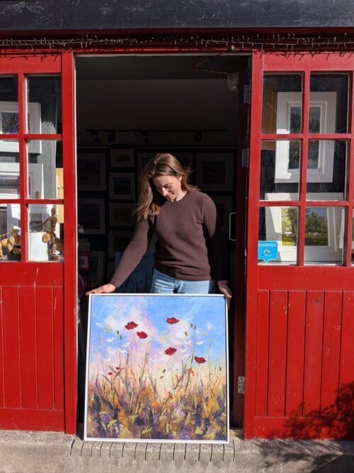 sunny days poppy large canvas print outside karen wilson art gallery