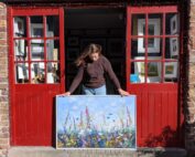 Summers abundance large canvas print of a wildflower meadow outside karen wilson art gallery in Skerries Mills